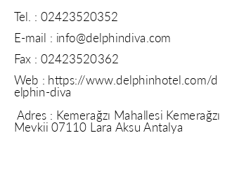 Delphin Diva Premiere iletiim bilgileri